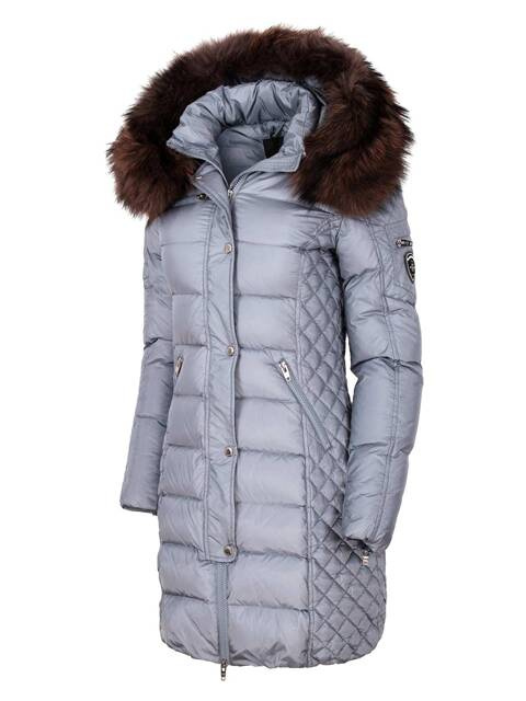 ROCKANDBLUE BEAM 90 cm - Dámska péřová bunda s kapucňou, veľmi úzky strih