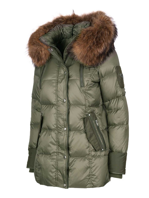 ROCKANDBLUE BEAM MID 75 cm - Čierna páperová bunda s kapucňou a golierom