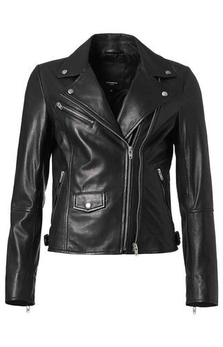 ROCKANDBLUE MARY 55 cm - Dámska kožená bunda v ramonesque štýle v čiernej farbe