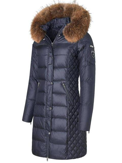 ROCKANDBLUE BEAM 90 cm - Dámska péřová bunda s kapucňou, veľmi úzky strih