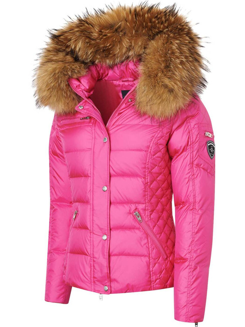 ROCKANDBLUE ZORA 63 cm – Krátka, teplá zimná péřová bunda s veľmi úzkym strihom, kapucňou a líščím golierom.