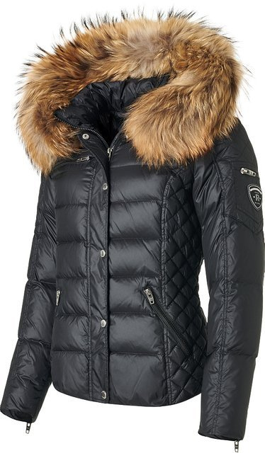 ROCKANDBLUE ZORA 63 cm – Krátka, teplá zimná péřová bunda s veľmi úzkym strihom, kapucňou a líščím golierom.