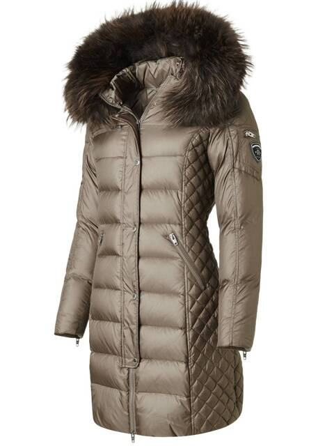 ROCKANDBLUE BEAM 90 cm - Dámska péřová bunda s kapucňou, veľmi úzky strih