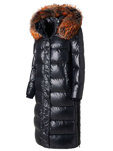 ROCKANDBLUE AIDEEN 112 cm - Dlhý oversize kabát v čiernej farbe s mývalím golierom.