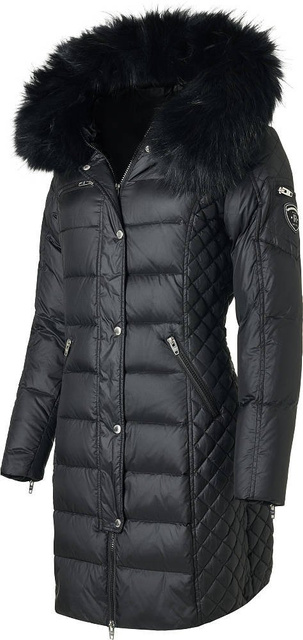 ROCKANDBLUE BEAM 90 cm - Dámska péřová bunda s kapucňou, veľmi úzky strih