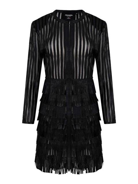 ALEXANDRA MILANO FRINGE COAT - ručne vyrobená kožená bunda so strapcami