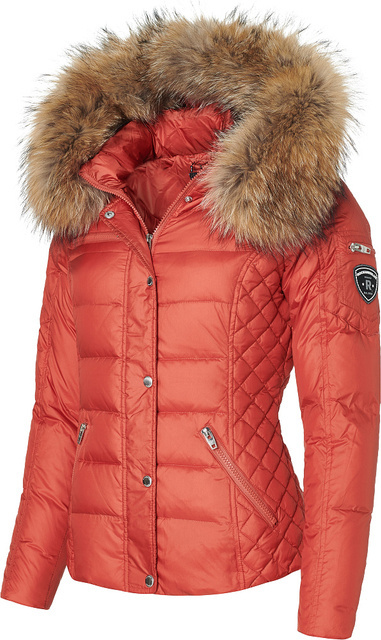 ROCKANDBLUE ZORA 63 cm – Krátka, teplá zimná péřová bunda s veľmi úzkym strihom, kapucňou a líščím golierom.