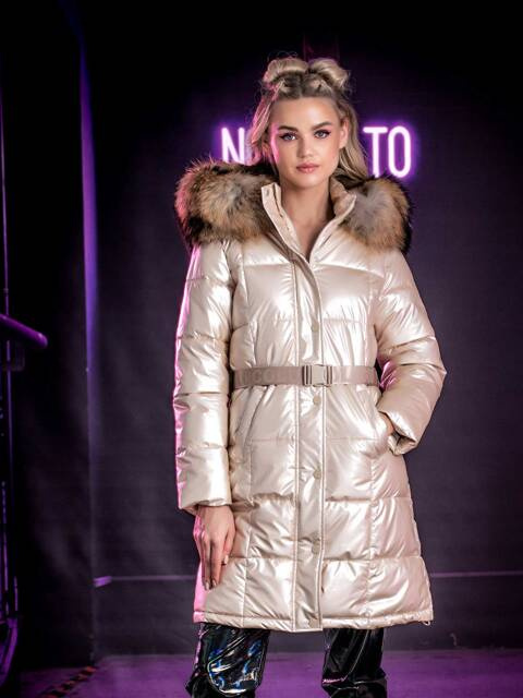 LOCO LUXO Béžový kabát s kapucňou