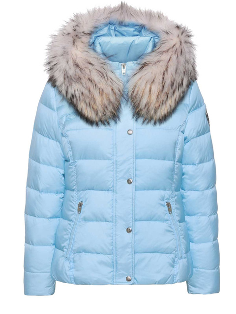 ROCKANDBLUE JADA 64 cm - Modrá dámska zimná péřová bunda s golierom z mývala