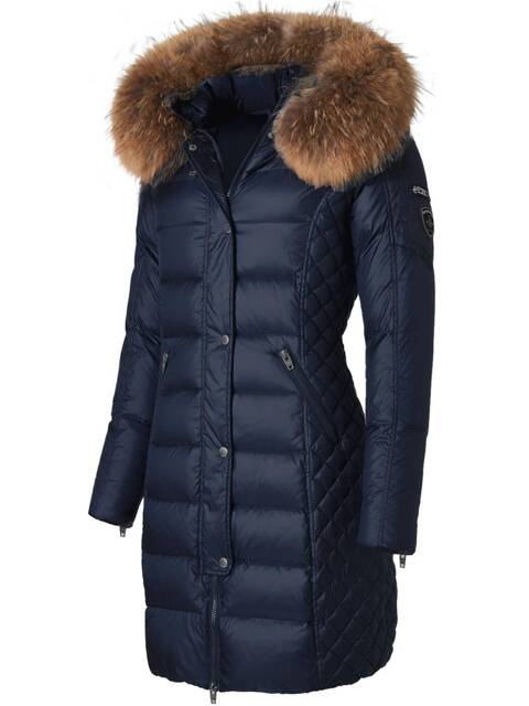 ROCKANDBLUE BEAM 90 cm - Dámska péřová bunda s kapucňou, veľmi úzky strih
