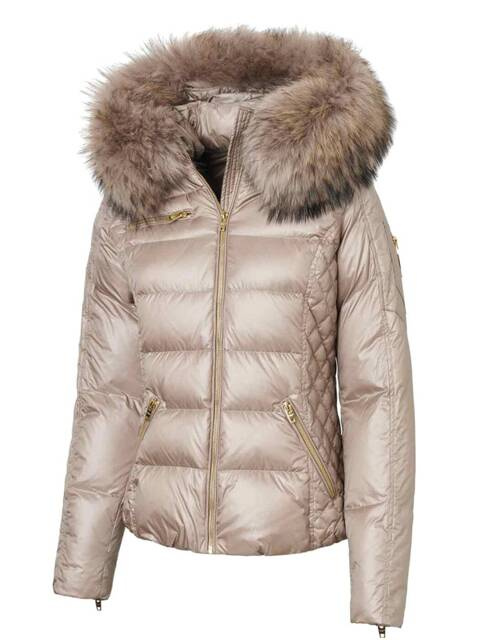 ROCKANDBLUE RITA 63 cm – Krátka péřová bunda s veľmi úzkym strihom z mierne lesklej látky