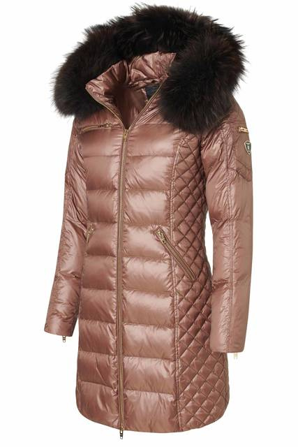 ROCKANDBLUE CIARA 90 cm - Dámsky páperový kabát s kapucňou vo veľmi úzkom strihu